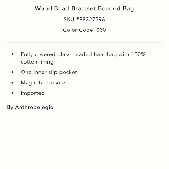 Anthropologie Celandine Wood Bead Bracelet Bag - Picture 5 of 9